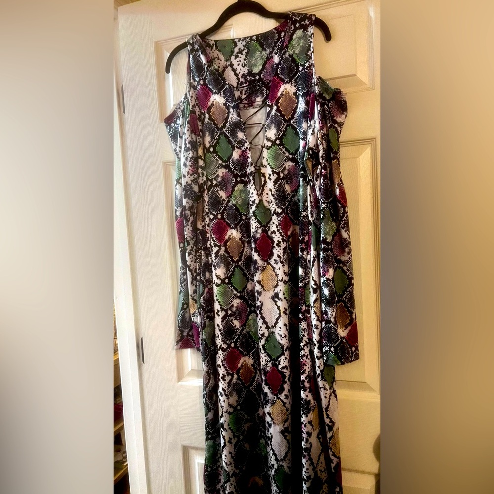 Multiple color snakeskin dress